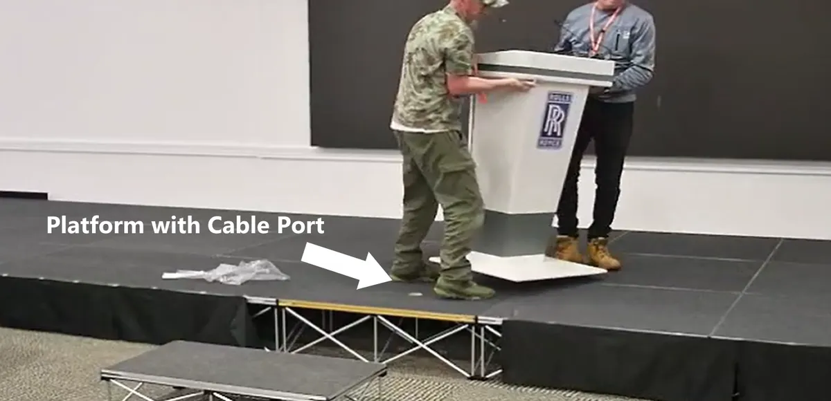 Deck platform staging with cable port
